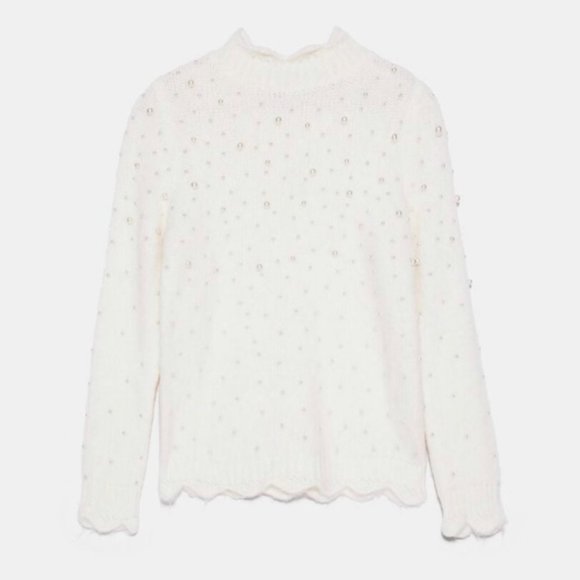 Zara Knit Sweater With Pearl Embellishments - Picture 5 of 16